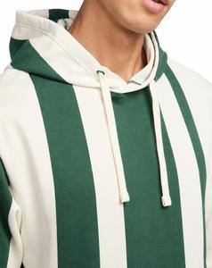 Sweat-shirt à capuche rayé vert et blanc pour homme, coupe classique avec poche logo sur le devant, décontracté, séchage rapide, idéal pour l'automne - Product Image 4