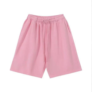 Shorts Bermuda Décontractés pour Hommes Gris Clair Uni 100% Coton avec Cordon de Serrage Taille Élastique Taille Moyenne Respirant Tricoté Écologique Séchage Rapide - Product Image 2