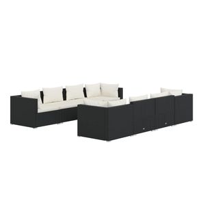 Ensemble de salon de jardin noir en rotin, 6 places, résistant aux intempéries, mobilier d'extérieur au design contemporain - Product Image 2