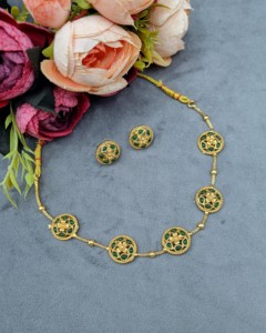 Collar Étnico Floral de Lujo con Pendientes de Botón, Conjunto de Joyería Minimalista al por Mayor para Mujeres, Accesorios para Bodas, Fiestas y Eventos Festivos - Product Image 4