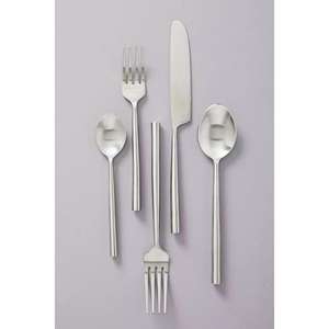 Juego de cubiertos de acero inoxidable 304 de 5 piezas, pulido espejo, apto para lavavajillas y sostenible - Product Image 1