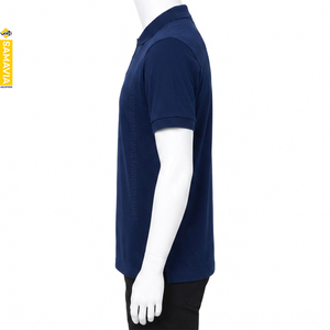 SAMAVIA เสื้อโปโลแขนสั้นผู้ชาย เสื้อโปโลแขนสั้นสีกรมท่าสำหรับผู้ชาย ทรงปกติ สไตล์ลำลอง แบบถัก - Product Image 1