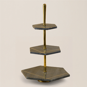 White Stone Marble Cake Stand With Brass <b>Wire</b> Base Round <b>Flower</b> Design Customized Sizes And Sale - Product Image 6