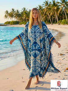 Vestido Kaftan Tie Dye para Mujer, Corte Holgado, Ropa de Playa de Verano, Estilo Boho, Fabricante Europeo OEM ODM, Proveedor de Fabricación Personalizada - Product Image 4