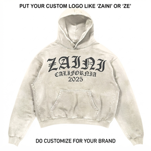 Sudadera con Capucha de Felpa de Algodón Tejido Premium de 400 GSM, Estilo Vintage Otoñal, Color Beige Lavado, Logotipo Personalizado Impreso en Relieve, Servicio OEM - Product Image 1