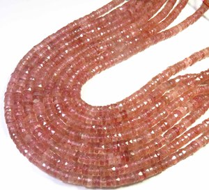 Cuentas de Cuarzo Fresa Natural de Alta Calidad en Forma de Heishi, Hilo de 16 Pulgadas, Gemas Rosas en Forma de Rueda, Disco Plano Facetado de 6mm, Fresa - Product Image 2
