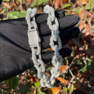 Chaîne de collier Hip Hop de haute qualité, maillons cubains, 16 mm, pavée de moissanite, grosse et lourde, style Iced Out Bling, chaîne Rolo pour hommes - Product Image 3