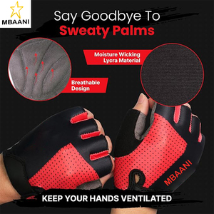 Gants de cyclisme pour hommes et femmes - Gants de vélo rembourrés absorbant les chocs, antidérapants, respirants, demi-doigts pour les cyclistes de montagne - Product Image 5