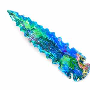 Daga de Cristal Obsidiana Aqua con Punta de Flecha Aura de Ángel, Tallado de Cristal Grande de 6 Pulgadas para Protección, Fabricante Mayorista de la India - Product Image 1
