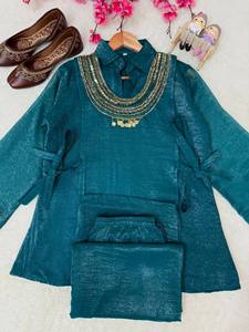 Ensemble indien pakistanais brodé, chemisier uni, pantalon, vêtements de détente pour femmes, tenue Salwar Kameez - Product Image 5