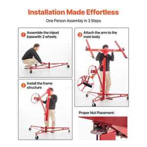 Sollevatore a rulli per cartongesso da 16 piedi, capacità di carico 150 libbre, sollevatore per pannelli da costruzione, attrezzo in acciaio - Product Image 5