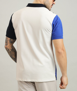 Chemise d'été tricotée 100 % coton pour homme, coupe décontractée, anti-plis, blocs de couleur, manches courtes, vente en gros OEM usine - Product Image 3
