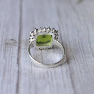 Peridot Tourmaline <b>Ring</b> 925 Sterling Silver Rhodium Plated Luxury Gemstone Handmade <b>Statement</b> Jewelry Elegant Gift for Women - Product Image 6