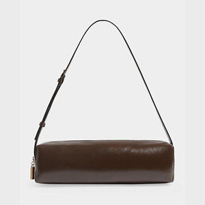 Sac à bandoulière en cuir véritable marron style minimaliste avec fermeture à cadenas doré, sangle unique, utilisable toute l'année - Product Image 5