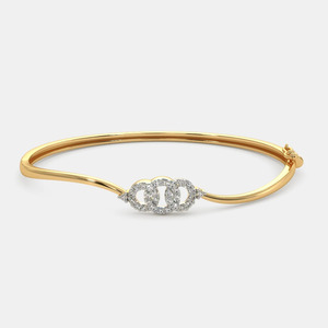 Brazalete Abierto de Oro con Tres Círculos de Diamantes - Product Image 2