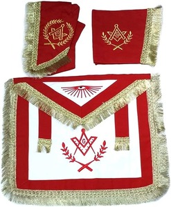 Ensemble de regalia de maître maçon de la Loge bleue - Rouge et blanc avec franges, produits de qualité supérieure, fabriqués à la machine - Product Image 1