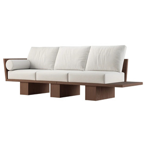 โซฟาไม้สัก 3 ที่นั่ง ดีไซน์ทันสมัย พร้อมเบาะรองนั่งและพนักพิง สีธรรมชาติ เป็นมิตรกับสิ่งแวดล้อมและทนทาน เหมาะสำหรับใช้ภายนอกบ้าน - Product Image 2