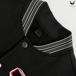 Custom Men Varsity Jacket Grey Black Patchwork Multi Badge Embroidery Letterman Jacket Streetwear Fashion Fleece Bomber Jacket - Product Image 6