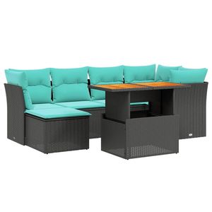 ชุดโซฟาลานบ้านหวายโพลีสีดำ 7 ชิ้นพร้อมเบาะรองนั่ง ชุดสวนสวยหรู - Product Image 2