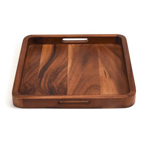 Plateau de service rectangulaire en bois de manguier fait main, best-seller, avec poignées découpées, pour table à manger et décoration intérieure - Product Image 1