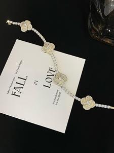 Hip Hop Clover Tennis <b>Chain</b> <b>Iced</b> <b>Out</b> Moissanite Diamond Bracelet Flower Design Channel Set High End Wholesale Jewelry - Product Image 2