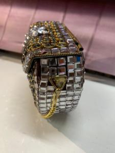 Handmade Rhinestone <b>Mini</b> Clutch Bag Brass Mosaic Flap Purse Chain Handbag for Wedding Party Evening - Product Image 2