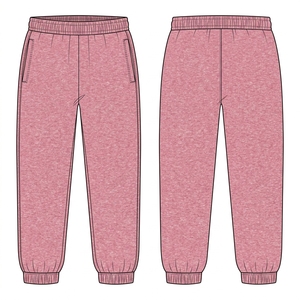 Pantalon de jogging décontracté pour homme en molleton rose chiné, style streetwear, logo personnalisé - Product Image 2