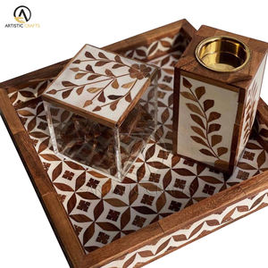 Ensemble de brûleurs de plateau d'incrustation de graines en bois de haute qualité cadeau décoratif en bois le plus vendu pour le diffuseur d'encens et d'aromathérapie de l'Inde - Product Image 4