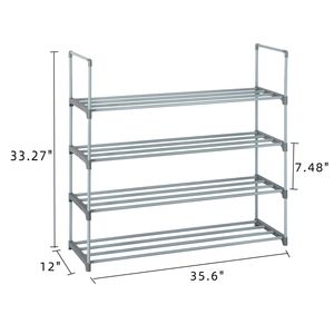 Scarpiera a 4 livelli grigia, mobiletto portaoggetti dal design semplice per camera da letto, ingresso, corridoio, armadio - Product Image 2