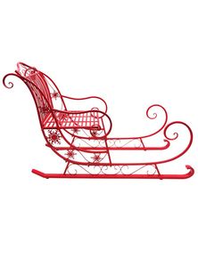 Metal Christmas Sleigh Decoration With <b>Pinecones</b> And Greenery Traditional Style Handicraft - Product Image 4