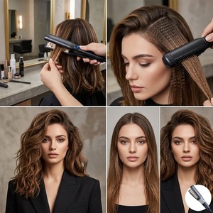 Fer à friser professionnel PTC pour volume et texture, <span class=keywords><strong>avec</strong></span> écran LED et plaques en céramique ondulées pour racines des cheveux - Product Image 3