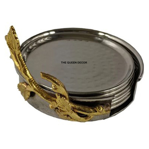 Posavasos de Metal Dorado Personalizado al Por Mayor, Posavasos con Acabado Dorado Martillado para Decoración del Hogar y Bodas - Product Image 4