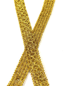 Precio al por mayor, superventas, encaje metálico ecológico personalizado con hilo dorado, lentejuelas con patrón animal, cinta de encaje étnica - Product Image 6