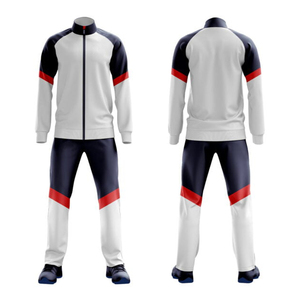 Men's Black <b>White</b> Geometric <b>Tracksuit</b> Full Sleeve Stand Collar Zipper Sporty Autumn Wear Regular Fit Polyester Material - Product Image 2