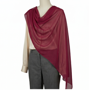 Women <b>Burgundy</b> Polyester Viscose <b>Scarf</b> Solid Color Long Lightweight Durable All Seasons Daily Wear Fashion Wrap Ethnic Shawl - Product Image 3