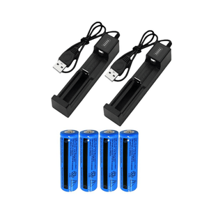 4 Baterías Recargables de Iones de Litio Cilíndricas 18650 de 3000mAh, 2 Cargadores USB para Linternas, Faros y Logística - Product Image 1