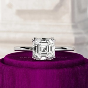 Bague de fiançailles solitaire en diamant de laboratoire taille Asscher de 2 carats, or blanc 18 carats, certifiée IGI, largeur 1,6 mm, bijoux pour femmes - Product Image 2