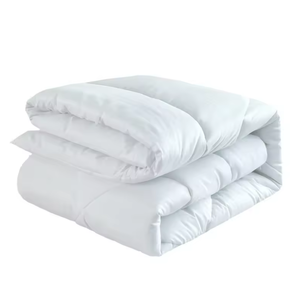 White Polyester Duvet Cover Set Queen Size Breathable <b>Quilted</b> Winter Hypoallergenic Machine Washable <b>Bedding</b> - Product Image 3