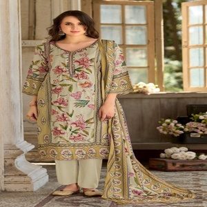 Ensemble Salwar-Kameez Semi-Couture en Mousseline de Viscose de Qualité Supérieure avec Impression Numérique et Broderie Main & Aari – Fabricant de Mode Féminine - Product Image 1