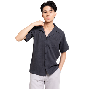 เสื้อเชิ้ตผู้ชายแขนสั้นผ้าลินินคอตตอน คอจีน สีพื้น ระบายอากาศได้ดี ผ้าป๊อปลินสำหรับฤดูร้อน - Product Image 2
