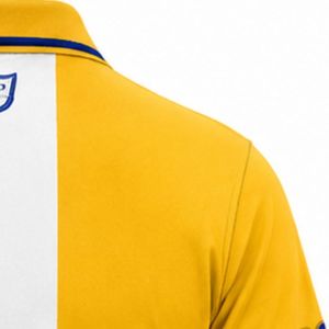 Camiseta Polo de 3 Paneles para Mujer, Sigma Gamma Rho, Azul Rey, Dorado y Blanco, Bloques de Color, Letras Griegas Personalizadas, Manga Corta, Ropa de Equipo de Hermandad - Product Image 4