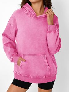 Sudadera con Capucha Rosa para Mujer, Corte Regular, Algodón y Fibra de Bambú, Color Sólido, Transpirable, Tejida, para Otoño - Product Image 2
