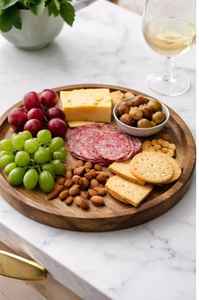 Ensemble d'assiettes de dîner modernes en bois d'acacia naturel, faites à la main, écologiques, rondes, pour servir sur la table - Product Image 3