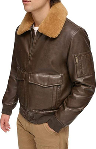 Blouson aviateur en cuir pour homme avec capuche, logo personnalisé disponible, position avant, coupe-vent et imperméable, chaud pour la conduite en extérieur - Product Image 3