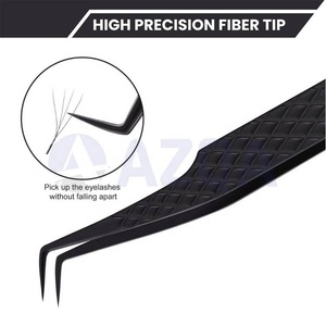 Kit de pinces professionnelles en acier inoxydable pour extensions de cils, 4 pièces, avec isolation de volume et pointes à 45 et 90 degrés - Product Image 5