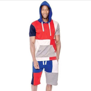Conjunto de Sudadera sin Mangas y Pantalones Cortos con Bloques de Color Personalizados, de Algodón y Felpa, Unisex, Estilo Urbano, para Verano, OEM, Listo para Marca Privada - Product Image 4