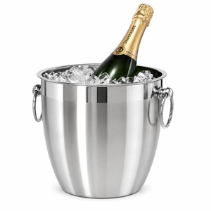 Seau à glace en acier inoxydable avec couvercle et poignées, bac isotherme rond pour boissons, design moderne - Product Image 2