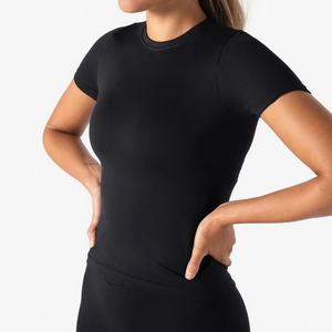 Camiseta Deportiva de Alta Calidad para Mujer, Tejido Transpirable, Cómoda, para Gimnasio, Yoga, OEM, Marca Privada - Product Image 2