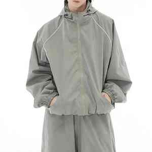 Ensemble survêtement coupe-vent en nylon personnalisable avec logo, style ample, pour femme, grandes tailles, veste coupe-vent d'hiver - Product Image 2