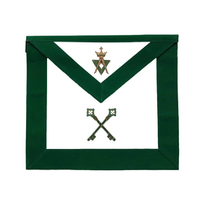 Elegante Delantal Masónico AMD Sovereign Master, Satén Verde con Flecos Dorados, Bordado Ceremonial, Prenda Fraternal Premium, Delantal Verde Dorado - Product Image 1